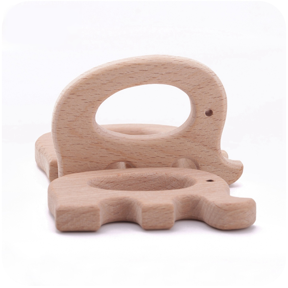 Ten Wooden Elephant Shaped Rattles