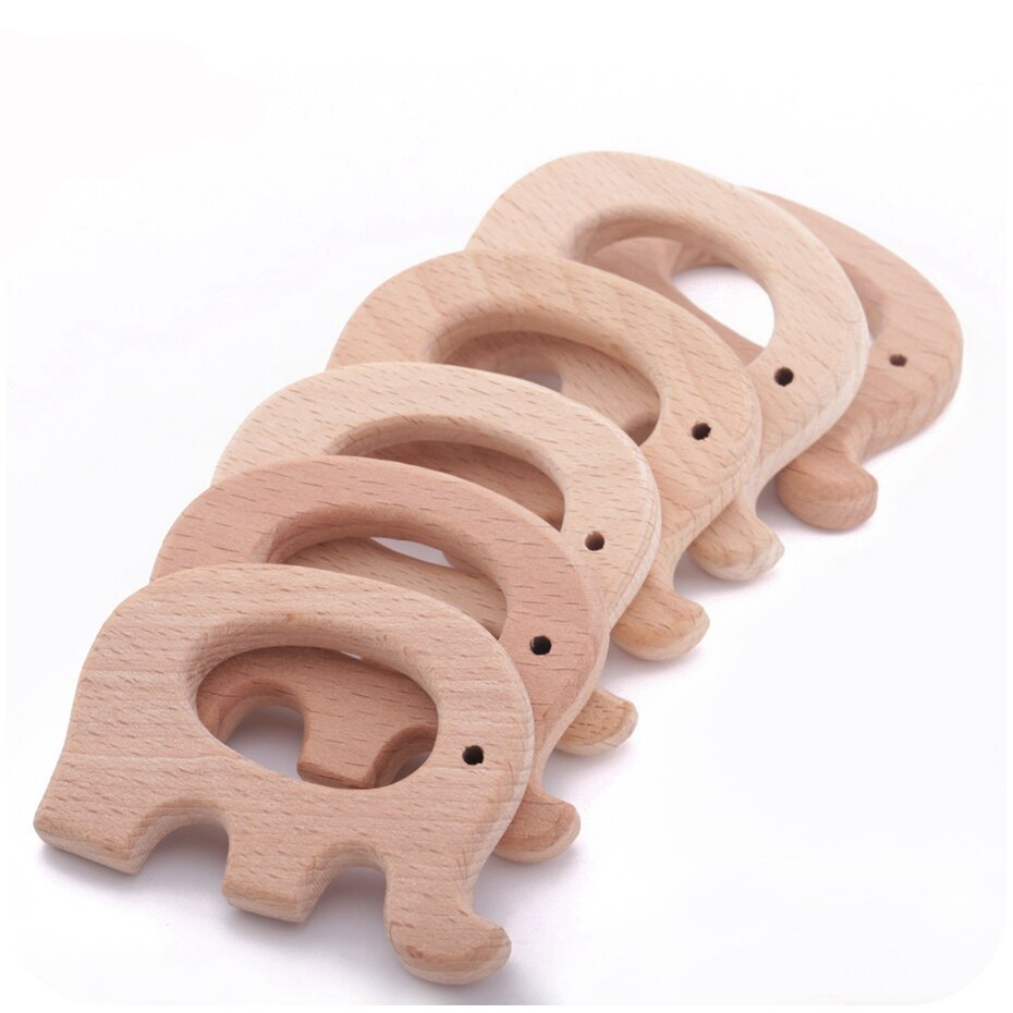 Ten Wooden Elephant Shaped Rattles