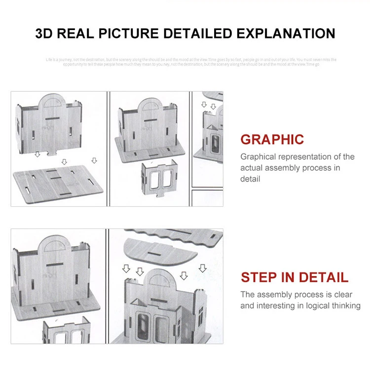 3D Wooden House Puzzle Model