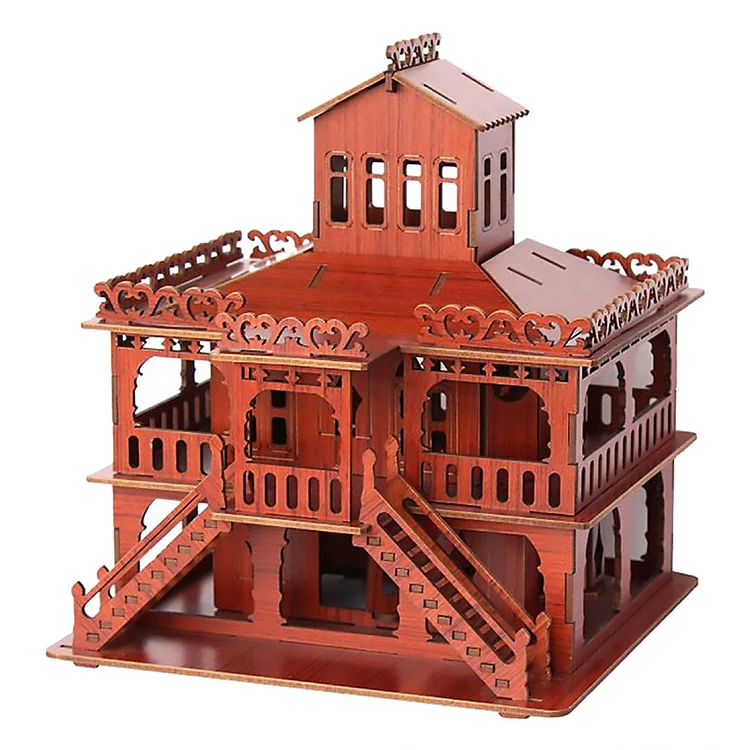 3D Wooden House Puzzle Model