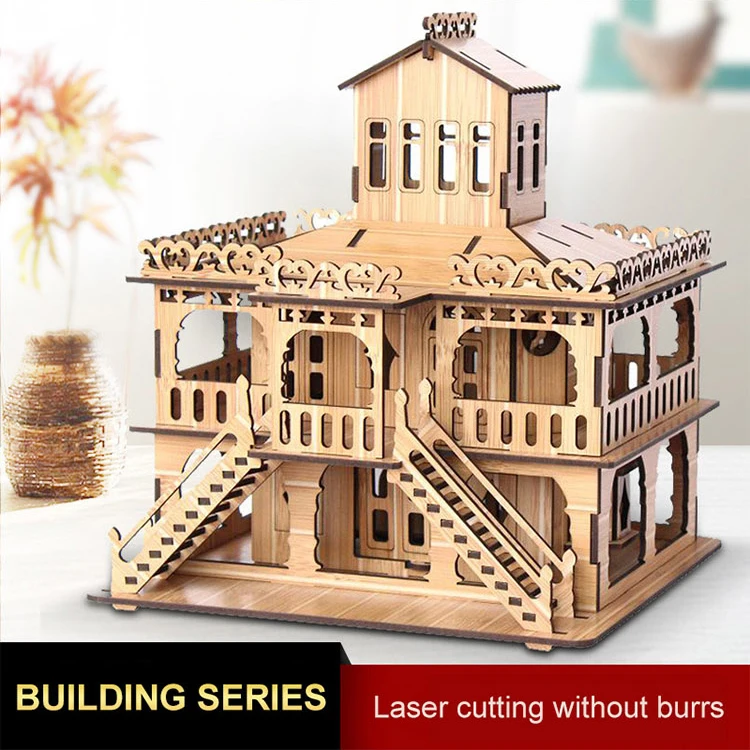 3D Wooden House Puzzle Model