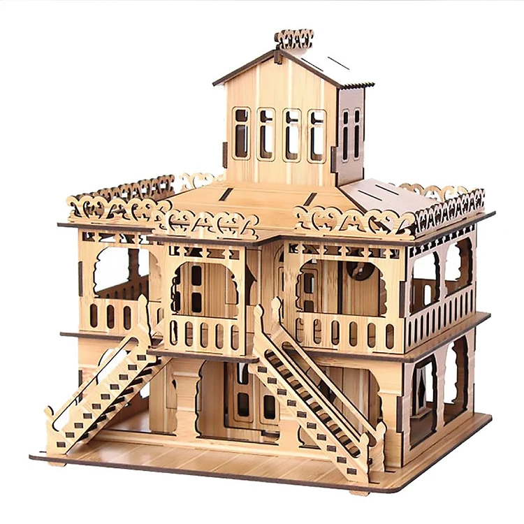 3D Wooden House Puzzle Model