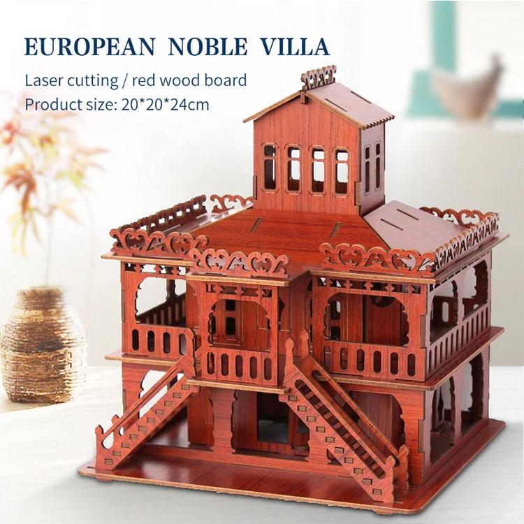 3D Wooden House Puzzle Model