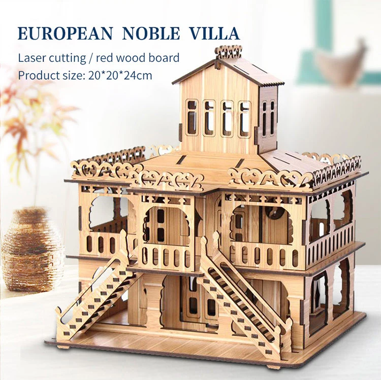 3D Wooden House Puzzle Model