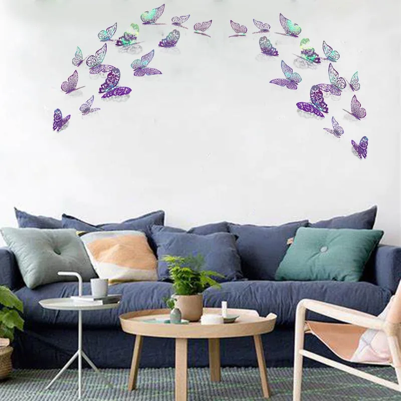 Patterned Paperboard Butterfly Wall Stickers Set