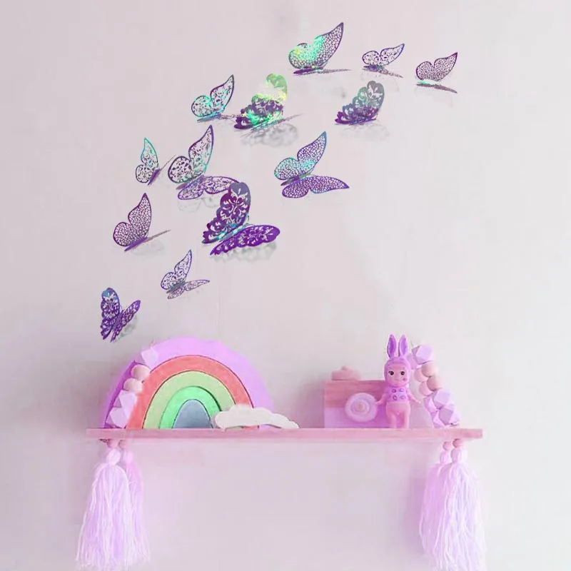 Patterned Paperboard Butterfly Wall Stickers Set