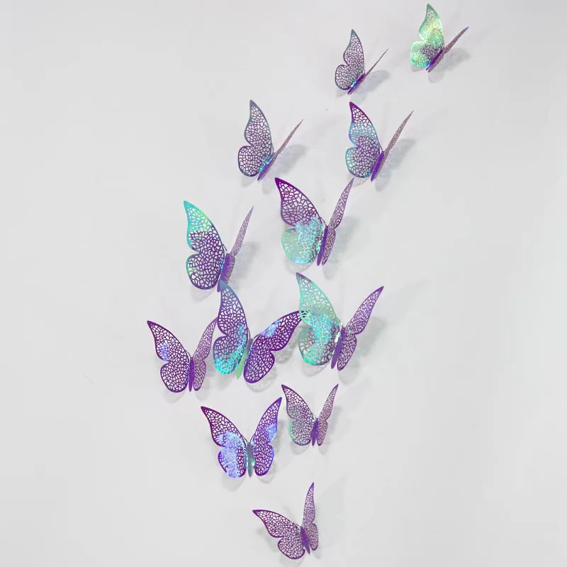 Patterned Paperboard Butterfly Wall Stickers Set