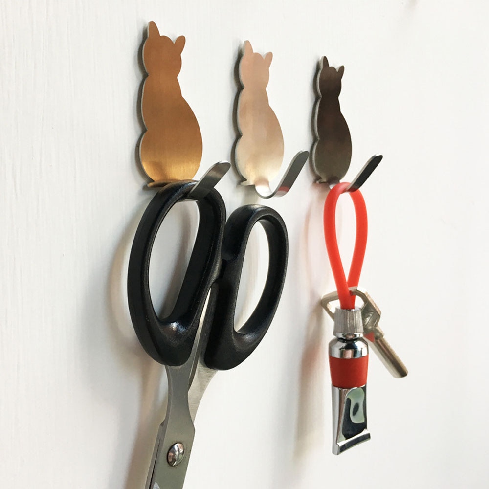 Cat Shaped Wall Hooks 2 Pcs Set