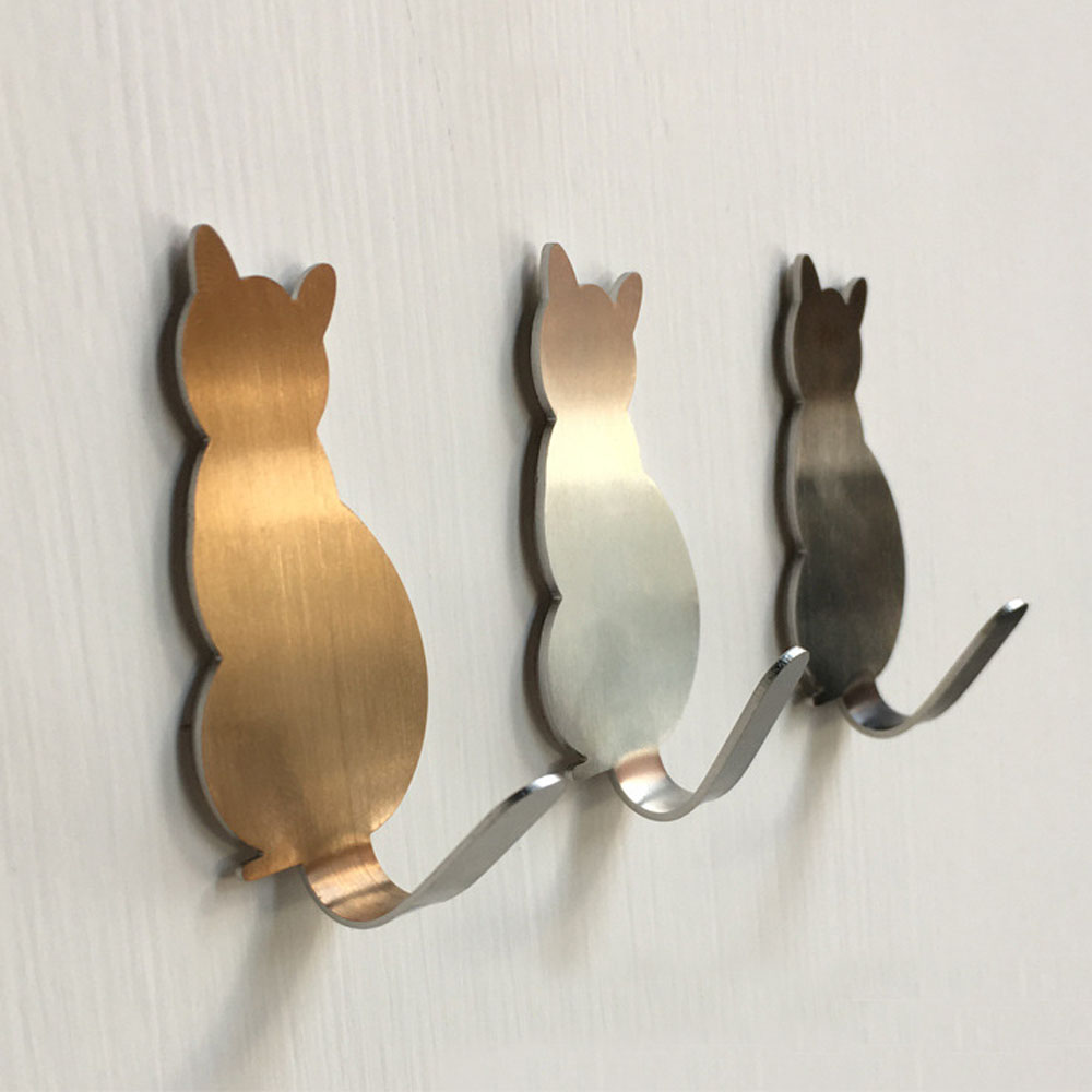 Cat Shaped Wall Hooks 2 Pcs Set