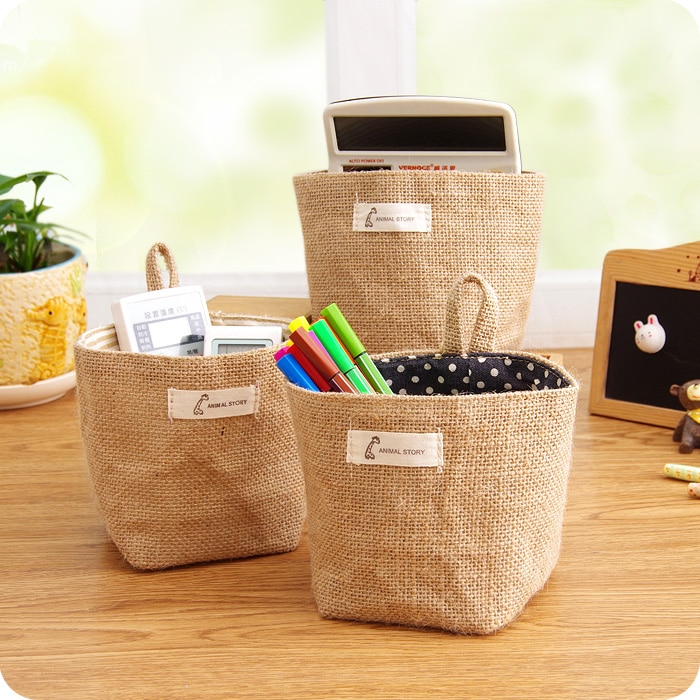 Mini Jute Storage Box with Cotton Lining