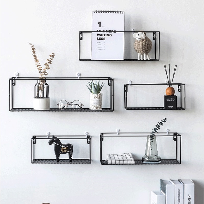 Wrought Iron Grid Wall Shelf