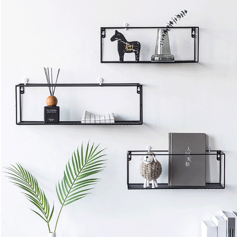 Wrought Iron Grid Wall Shelf