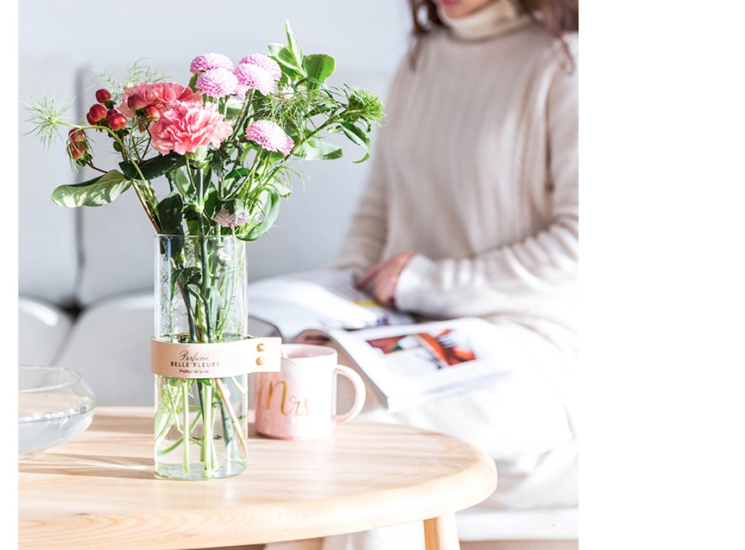 Leather Strap Glass Vase