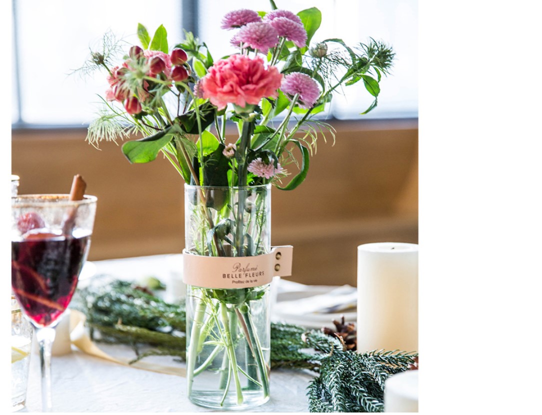 Leather Strap Glass Vase