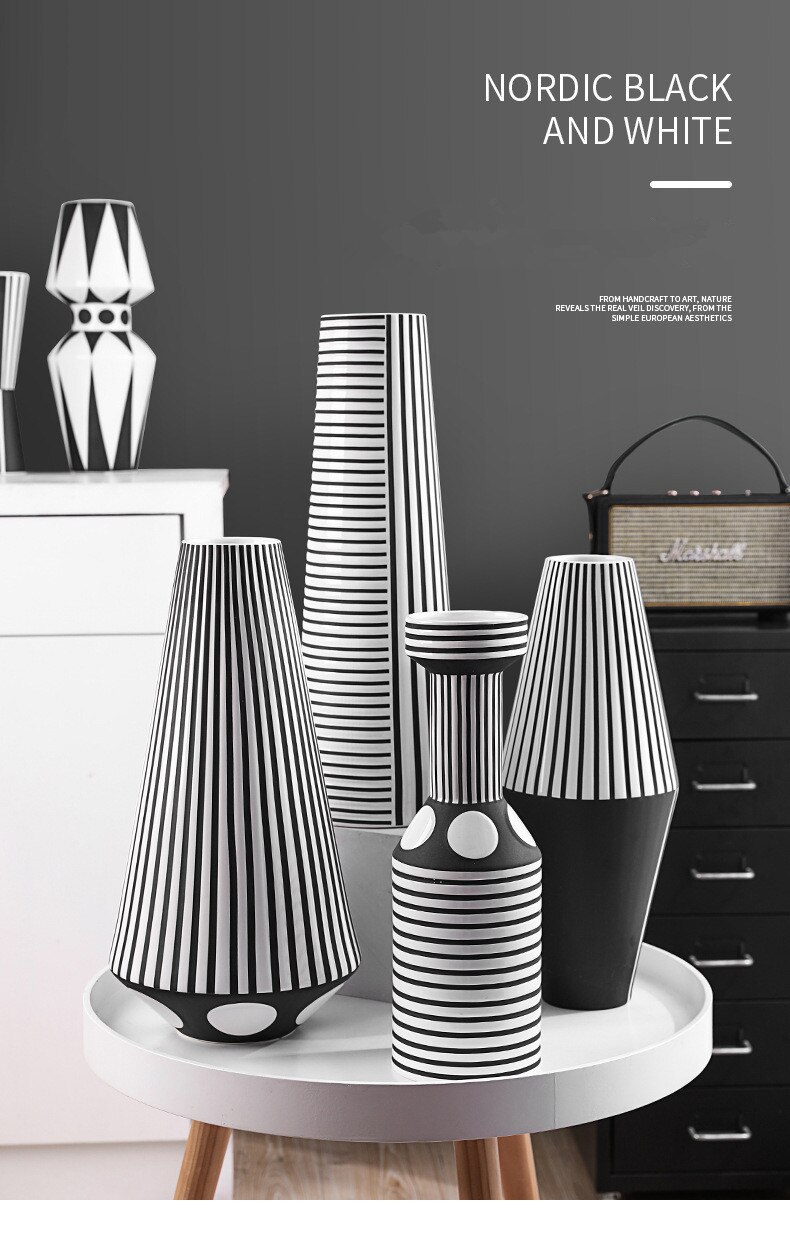 Nordic Striped Creative Ceramic Vase