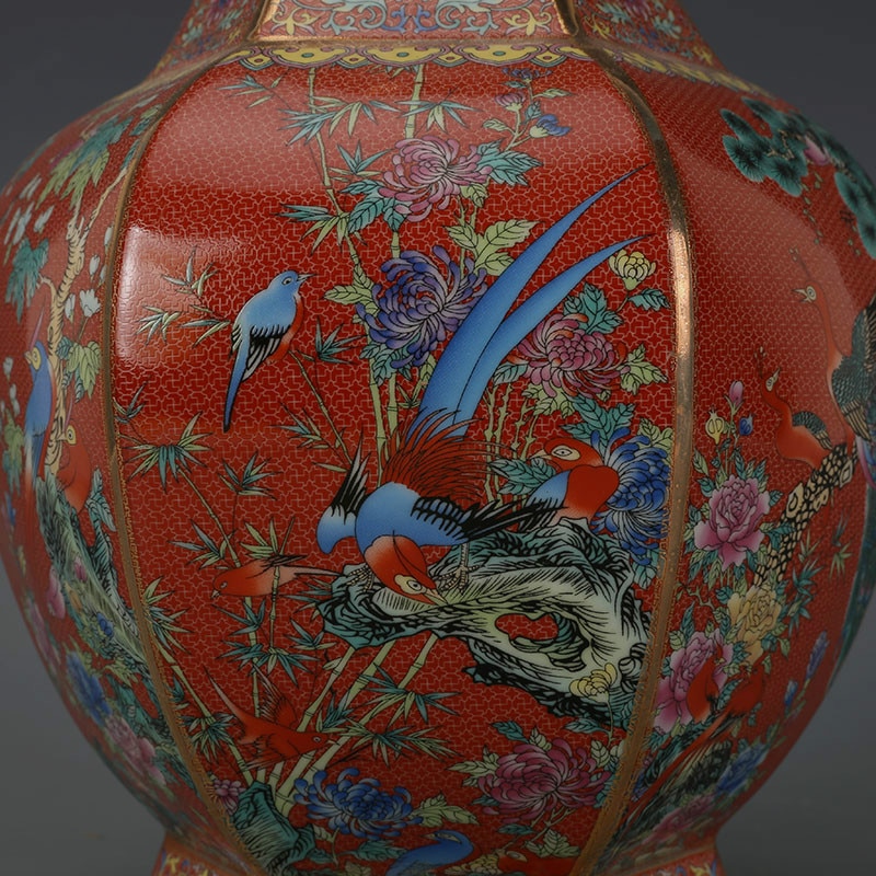 Exquisite Birds Printed Enamel Ceramic Vase