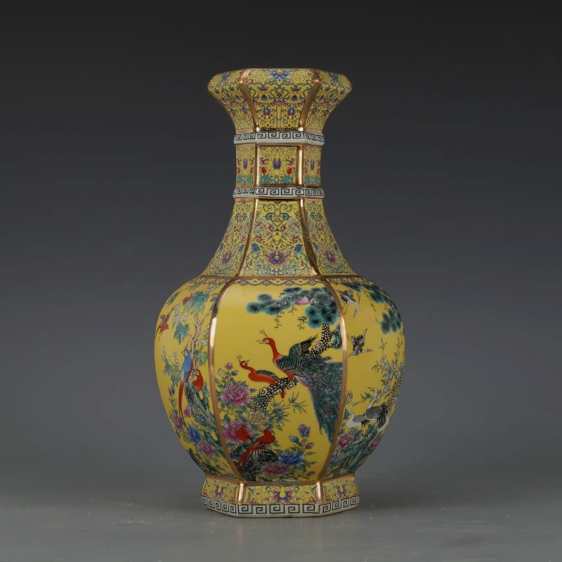 Exquisite Birds Printed Enamel Ceramic Vase