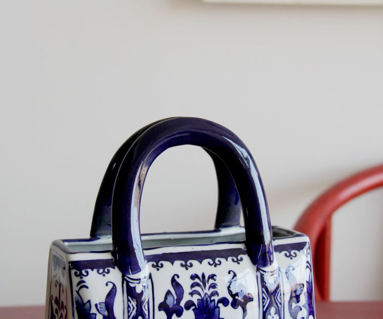 Chinese Style Ceramic Handbag Shape Vase