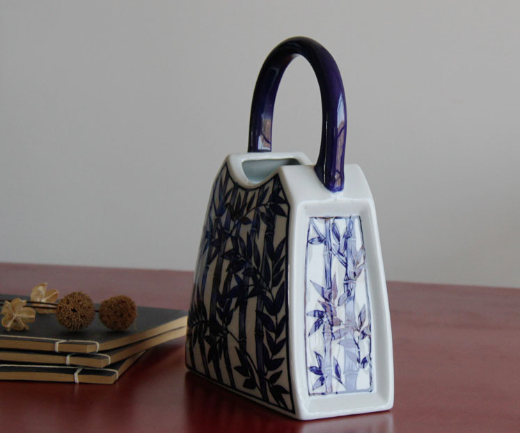 Chinese Style Ceramic Handbag Shape Vase