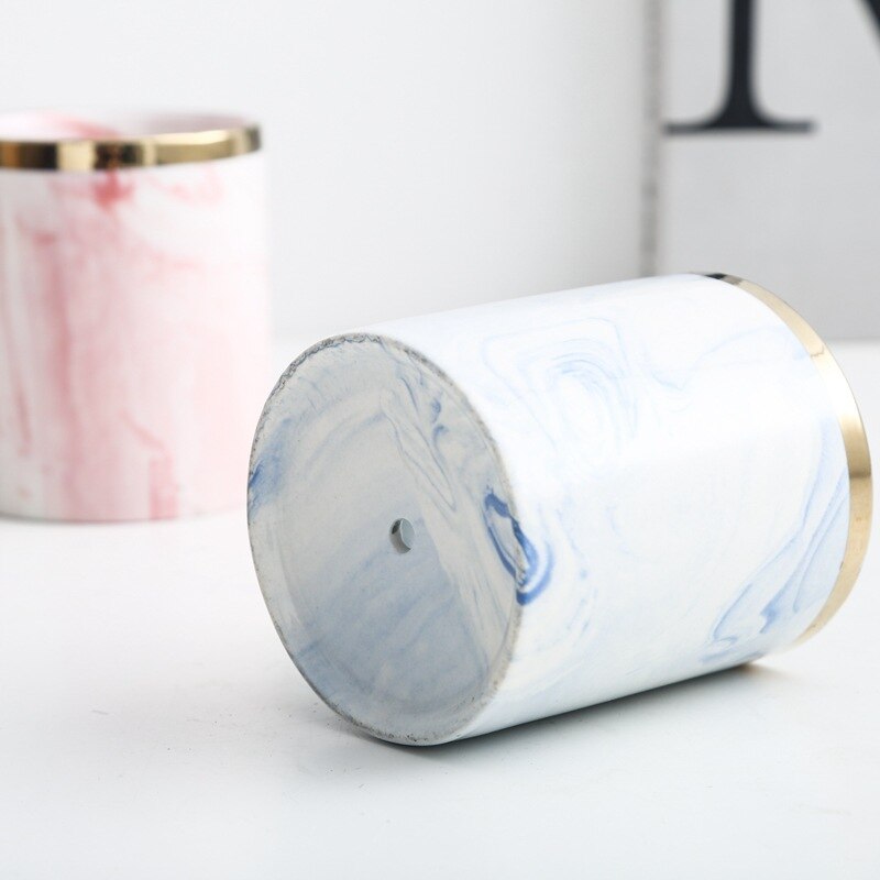 Marble Ceramic Stand Vase in Pink and Blue