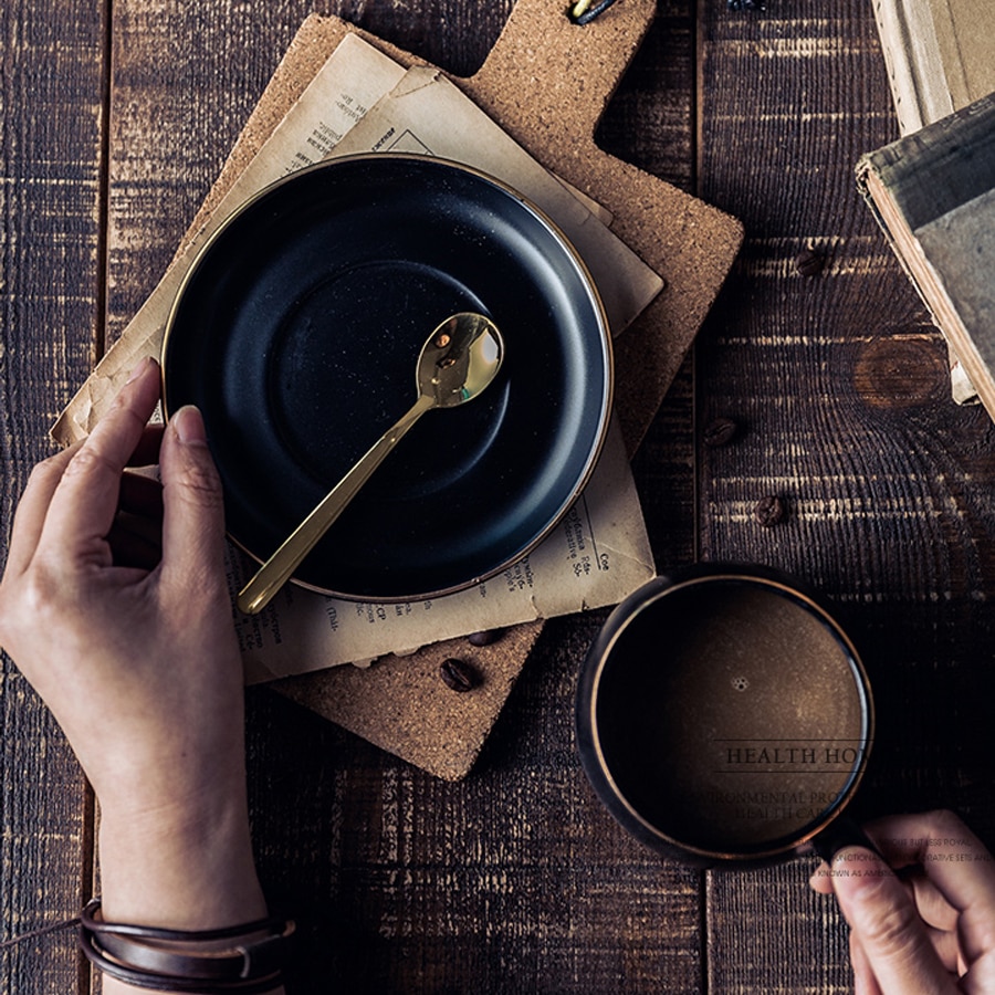 Coffee Cup and Saucer in Black