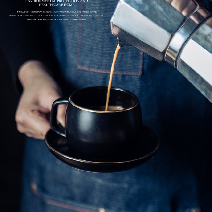 Coffee Cup and Saucer in Black