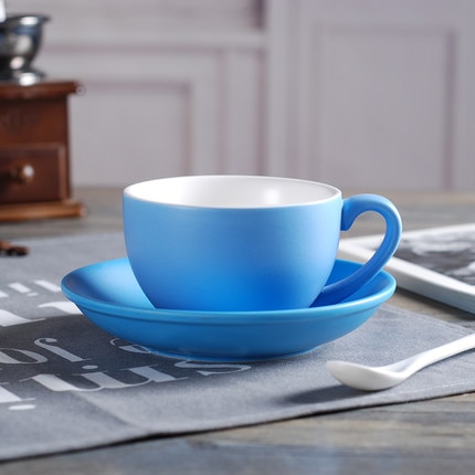 Matte Large Capacity Italian Coffee Cup with Saucer Set