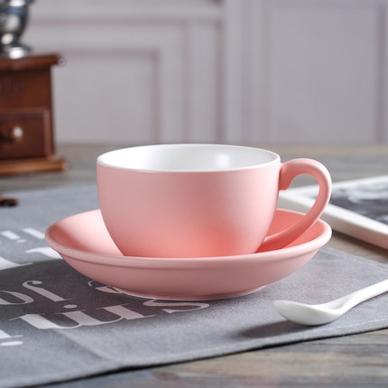 Matte Large Capacity Italian Coffee Cup with Saucer Set