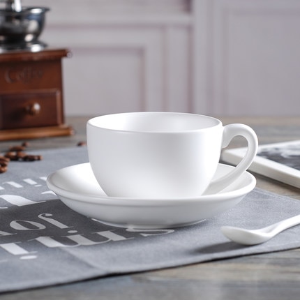 Matte Large Capacity Italian Coffee Cup with Saucer Set