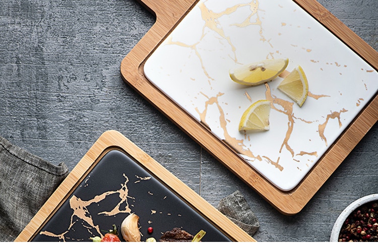 Marble Print Food Tray