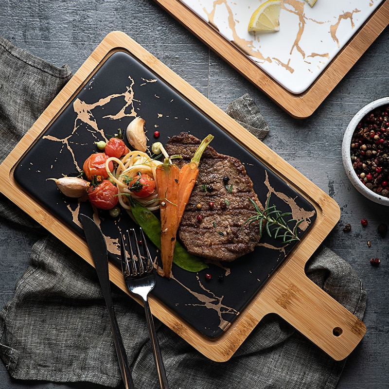 Marble Print Food Tray