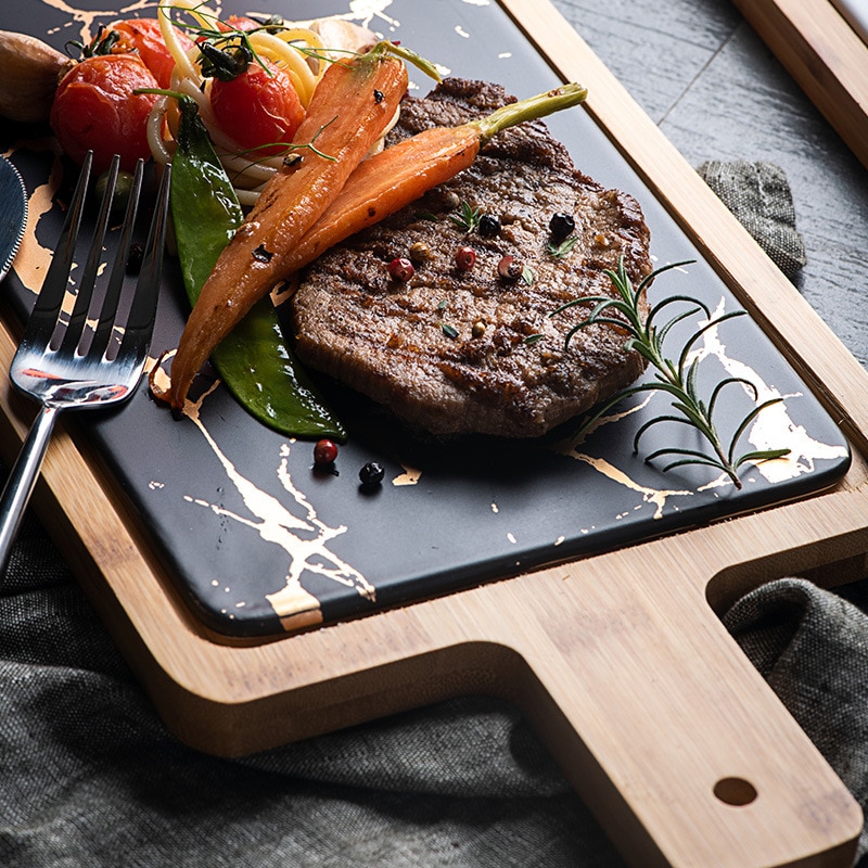 Marble Print Food Tray