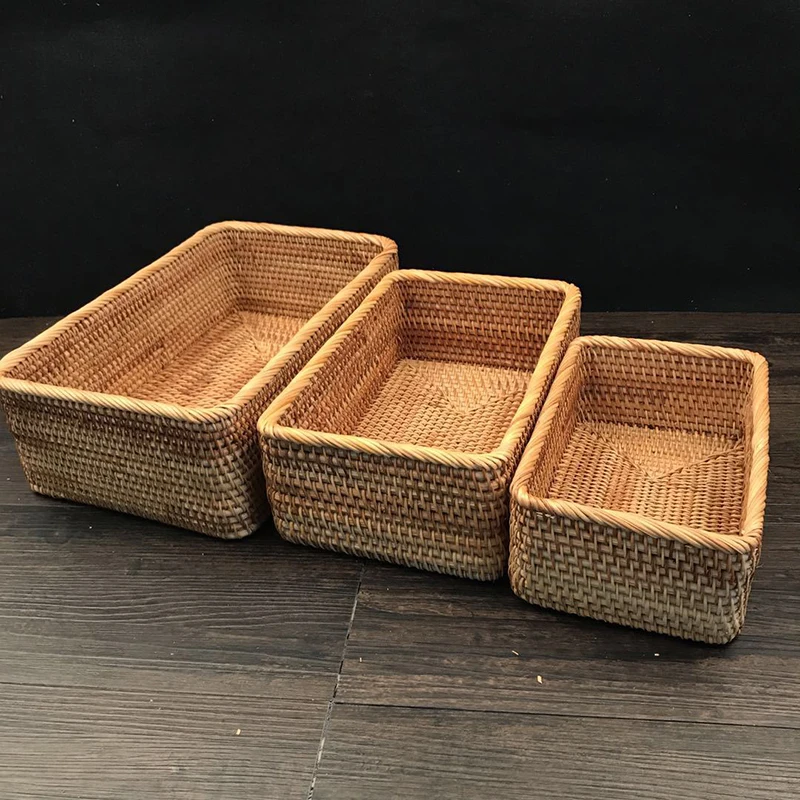 Hand-Woven Rattan Storage Basket