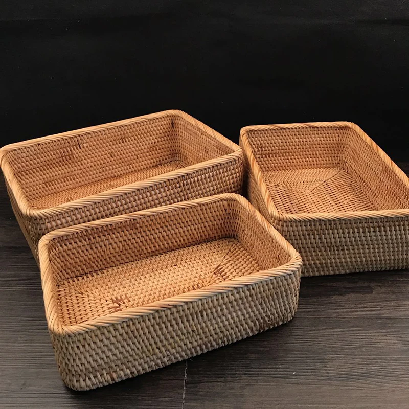 Hand-Woven Rattan Storage Basket