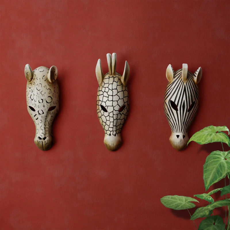 African Animal Mask Decor for Wall