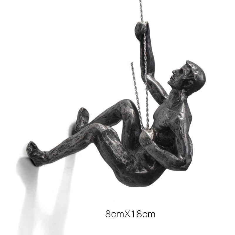 Retro Rock Climber Resin Wall Statue