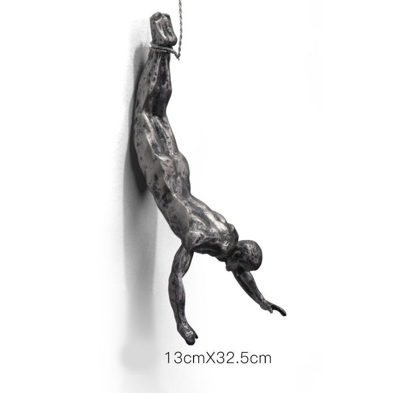 Retro Rock Climber Resin Wall Statue