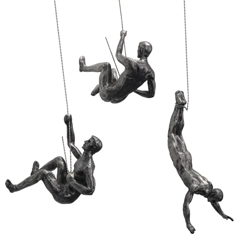 Retro Rock Climber Resin Wall Statue