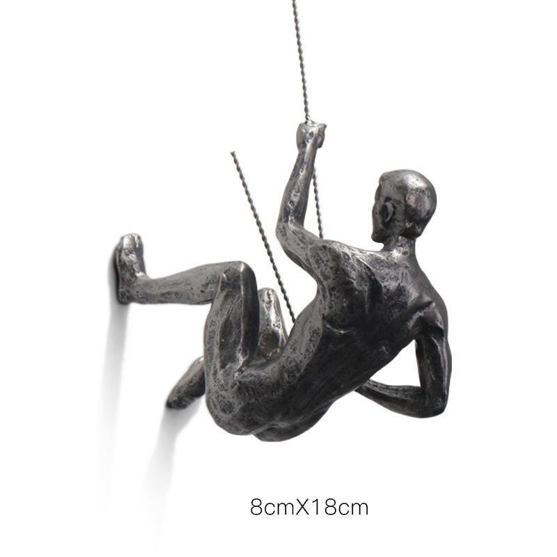 Retro Rock Climber Resin Wall Statue