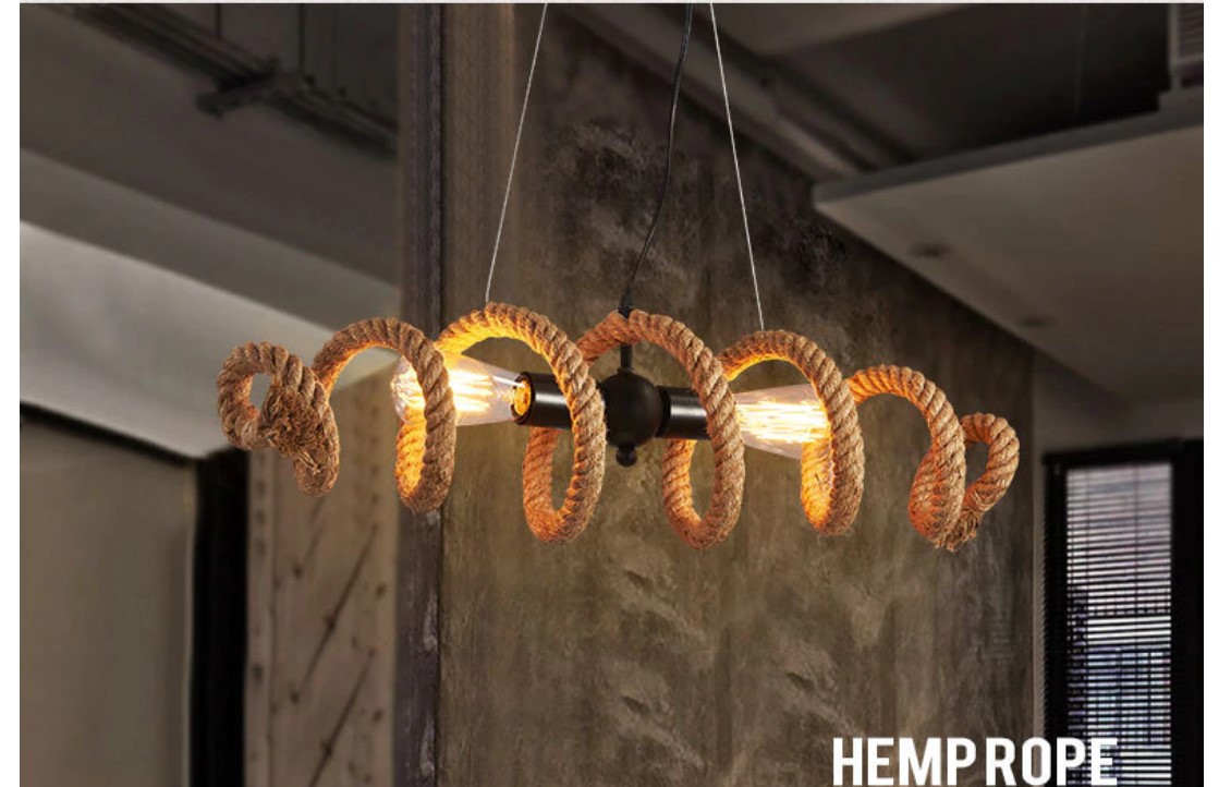 Hemp Rope Spiral Pendant Light