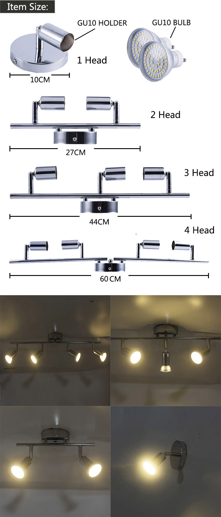 Rotating Silver Metal Ceiling Light