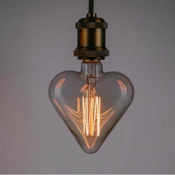 Vintage Heart Shaped E27 Incandescent Bulb