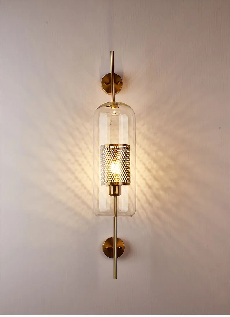 Glass Industrial Cage Wall Lamp