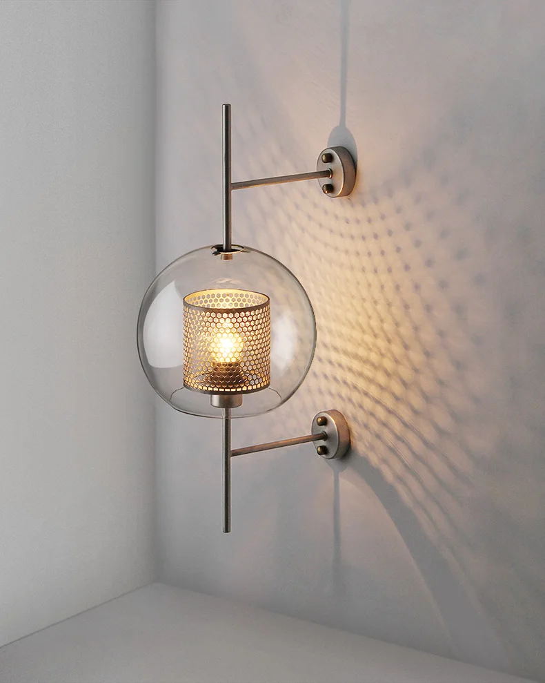 Glass Industrial Cage Wall Lamp