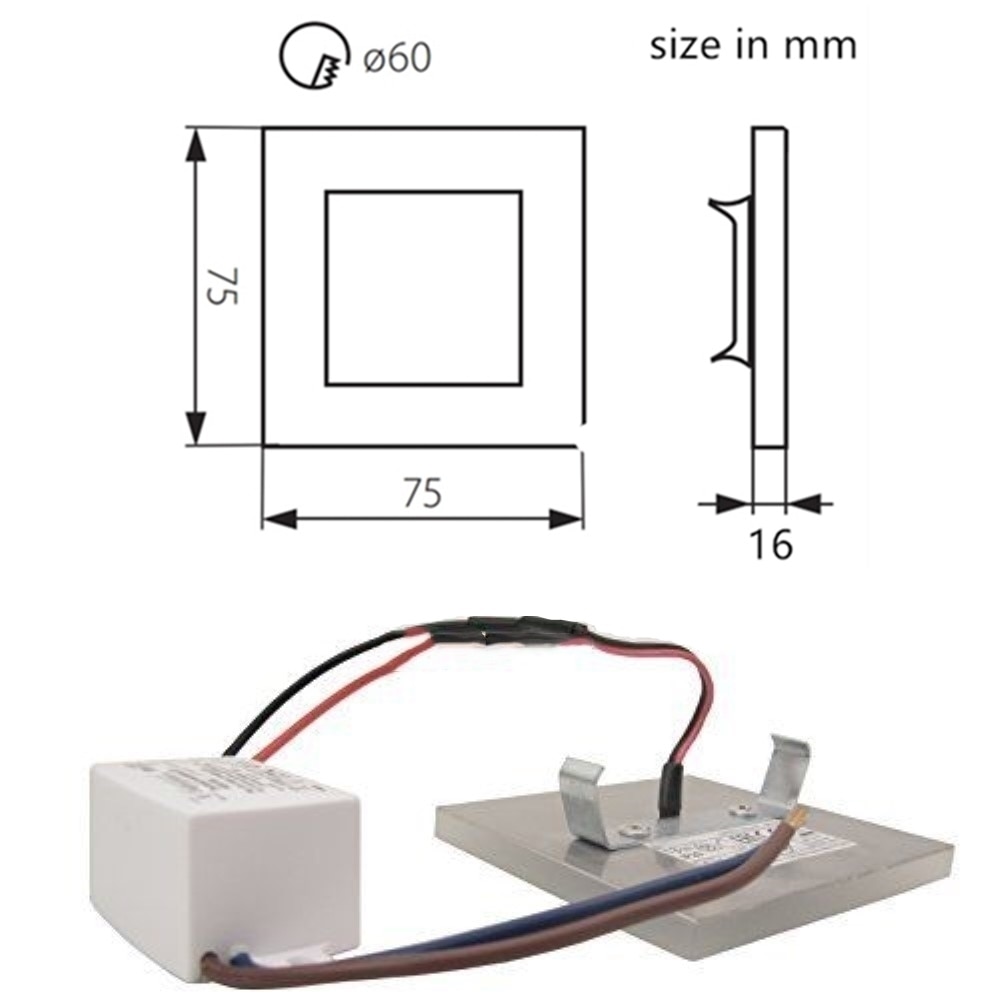 3W Square Acrylic LED Wall Light