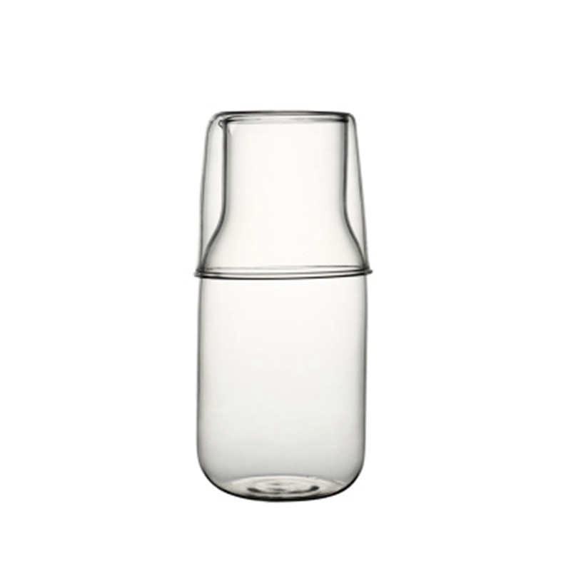 Mini Glass Water Bottle with Cup