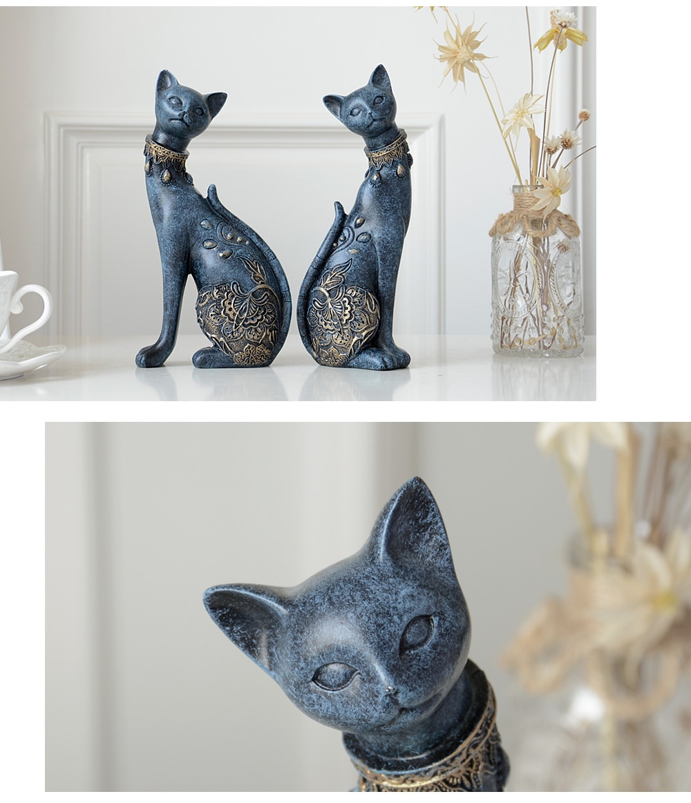 Patterned Cat Figurines