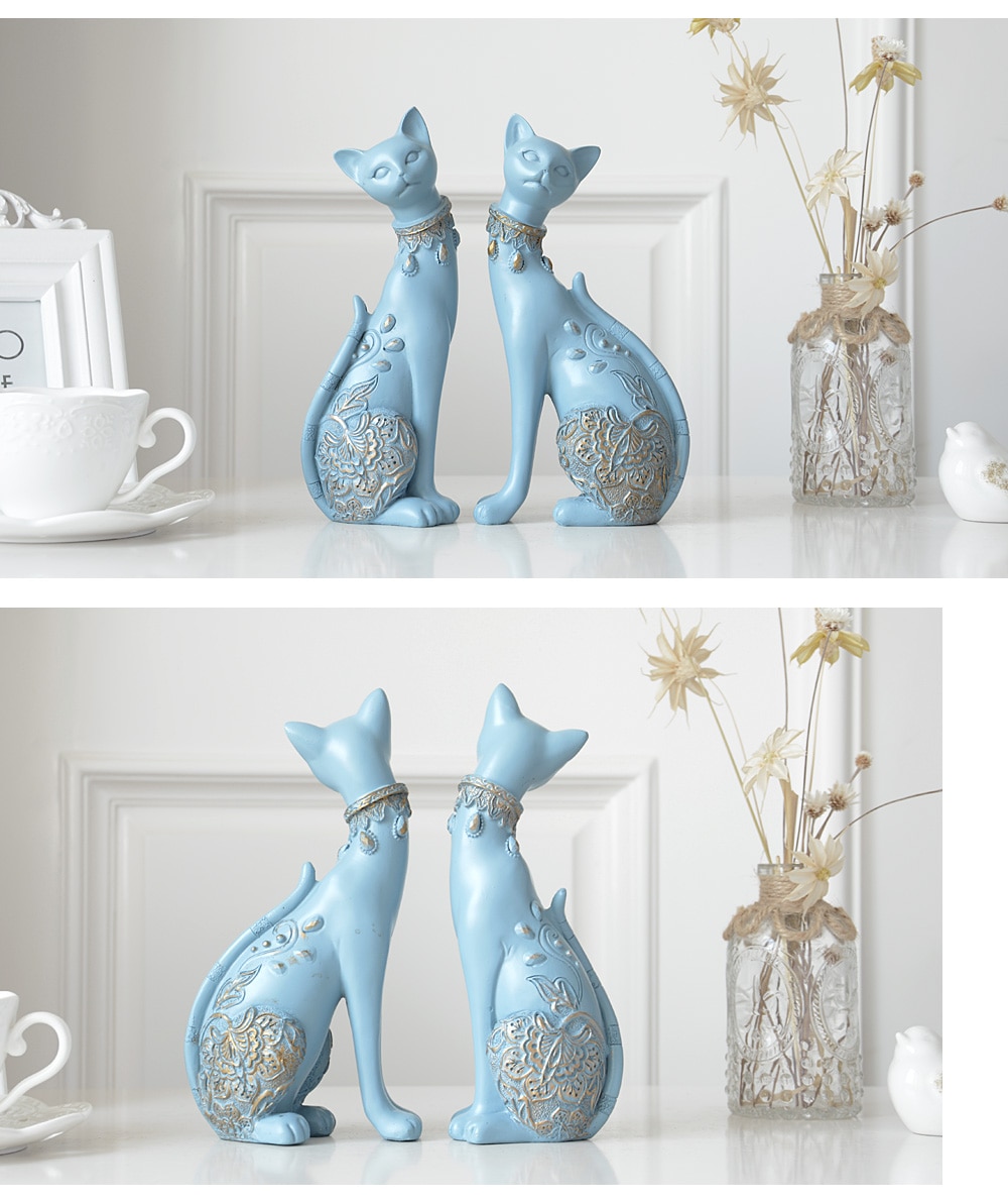 Patterned Cat Figurines