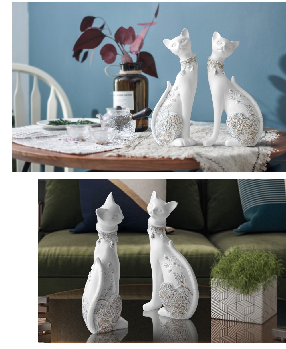 Patterned Cat Figurines