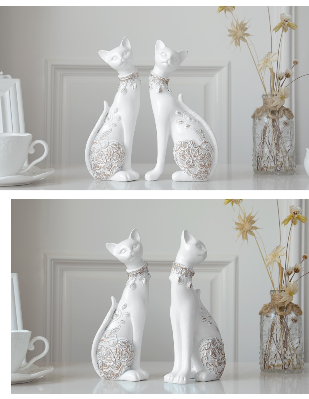 Patterned Cat Figurines